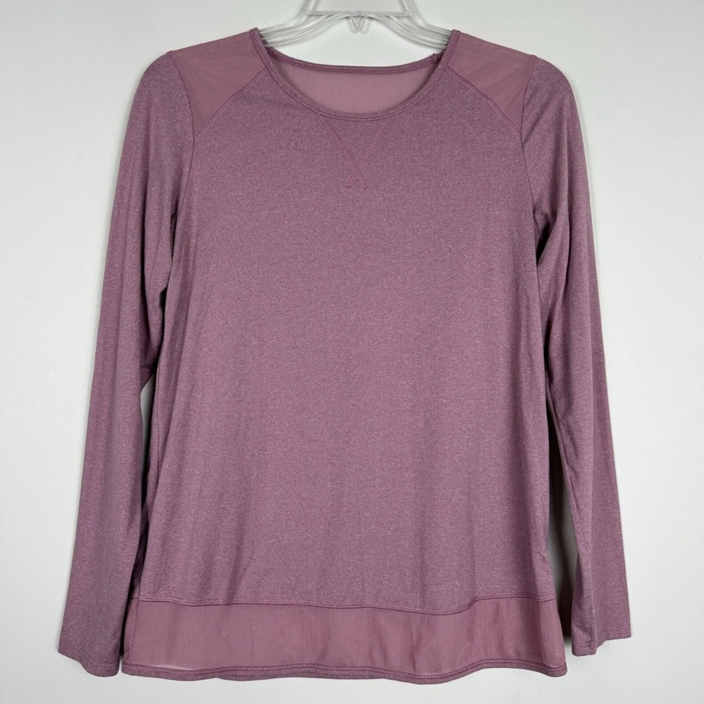BCG Pink Long Sleeve Active Top Womens Medium Mesh Cut Out Back Athletic Top